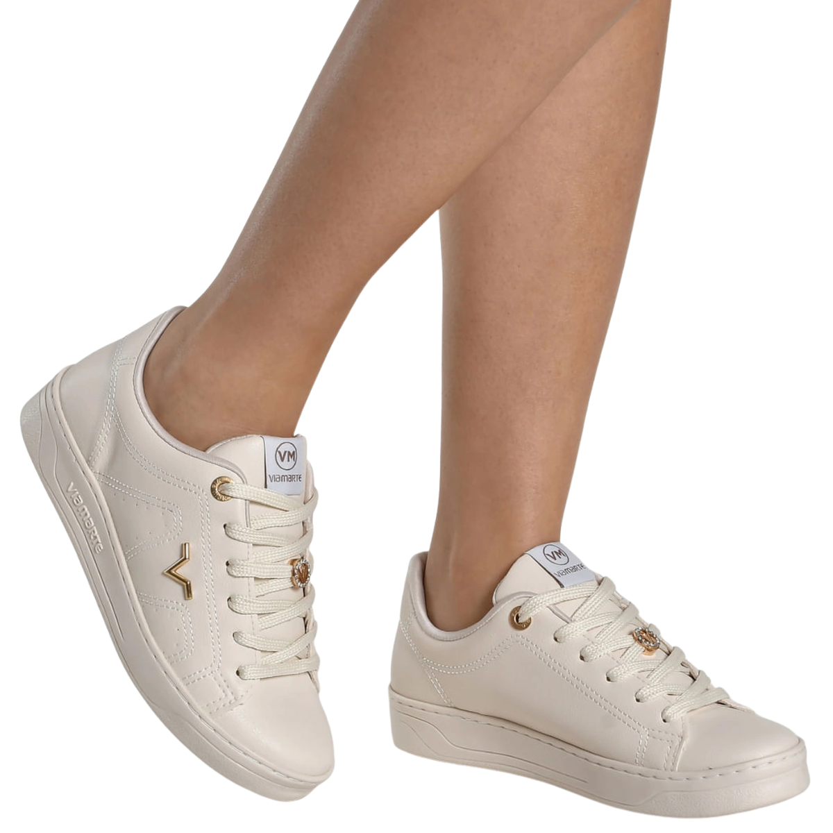 Tenis Feminino Via Marte Napa Marfim Estiloso Confortavel Bege 3
