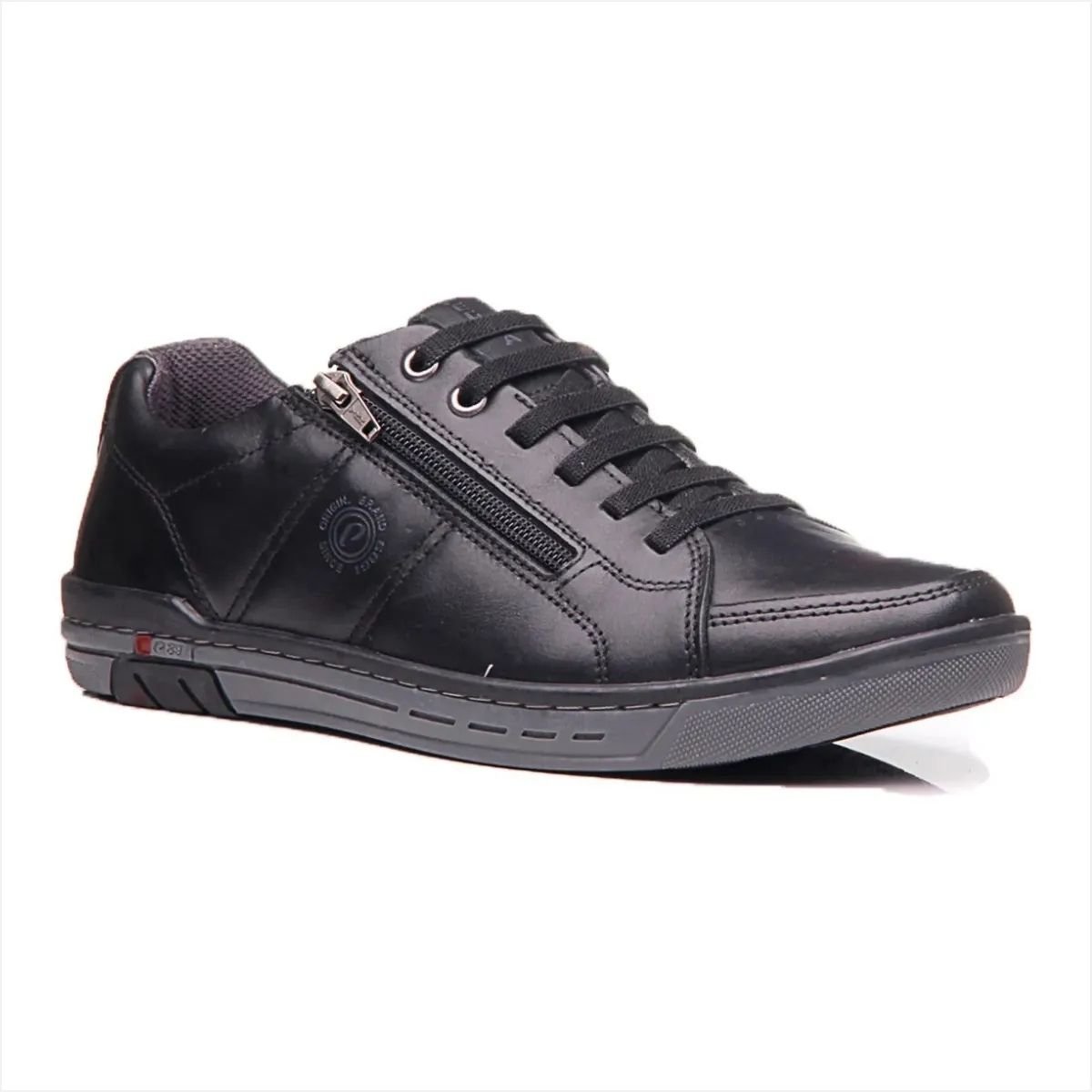 Sapatenis Pegada Couro Preto Carbono Conforto e Estilo