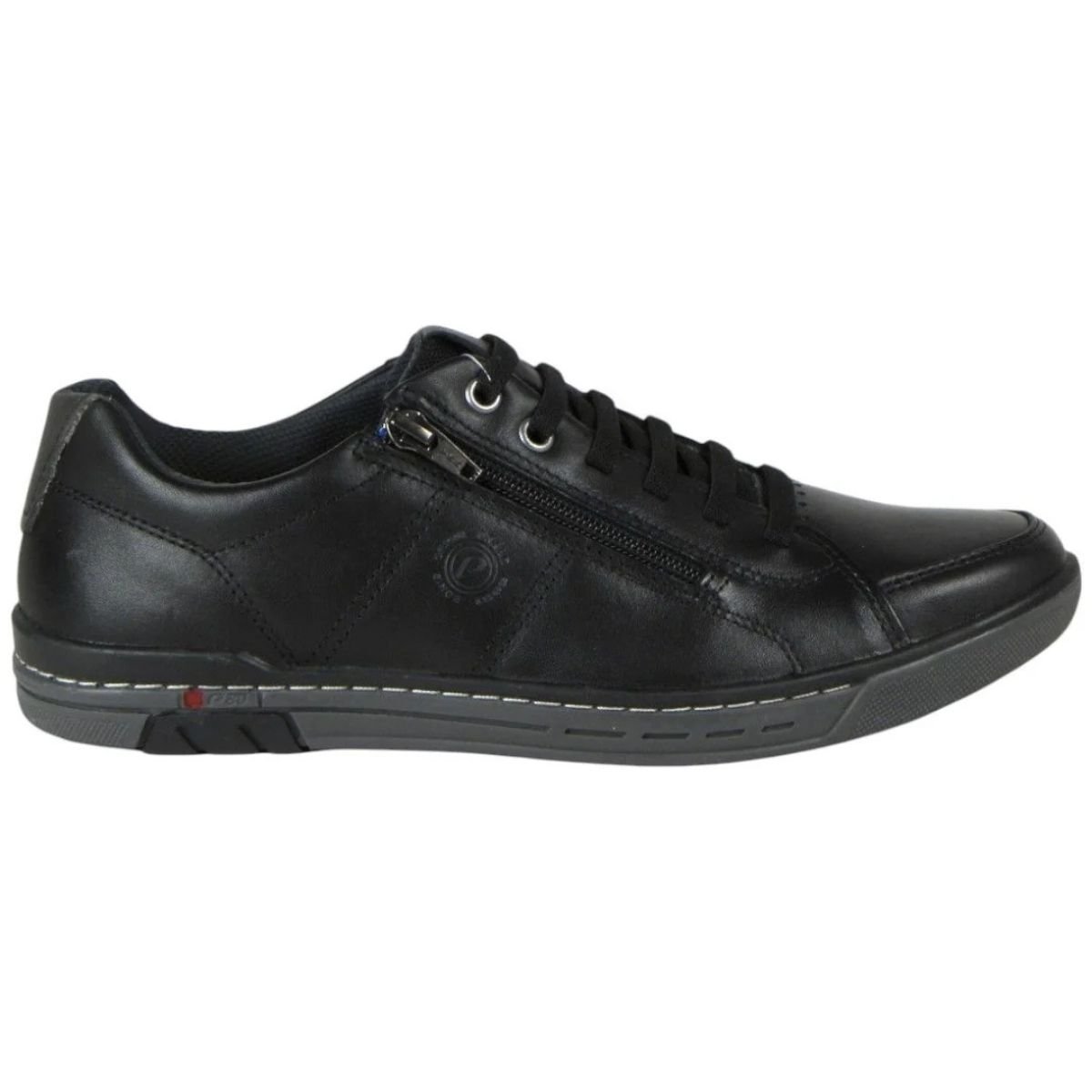 Sapatenis Pegada Couro Preto Carbono Conforto e Estilo Preto 2