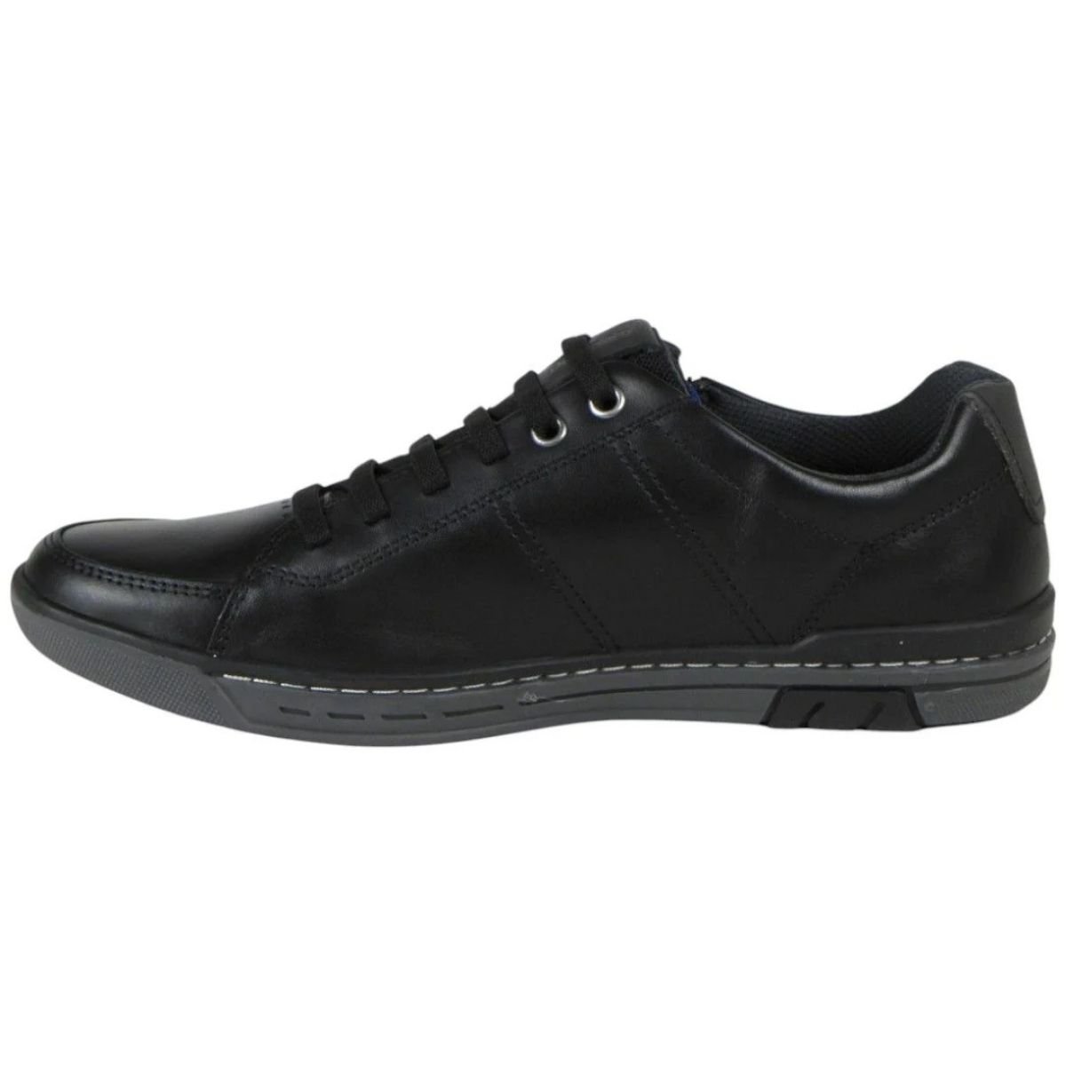 Sapatenis Pegada Couro Preto Carbono Conforto e Estilo Preto 3