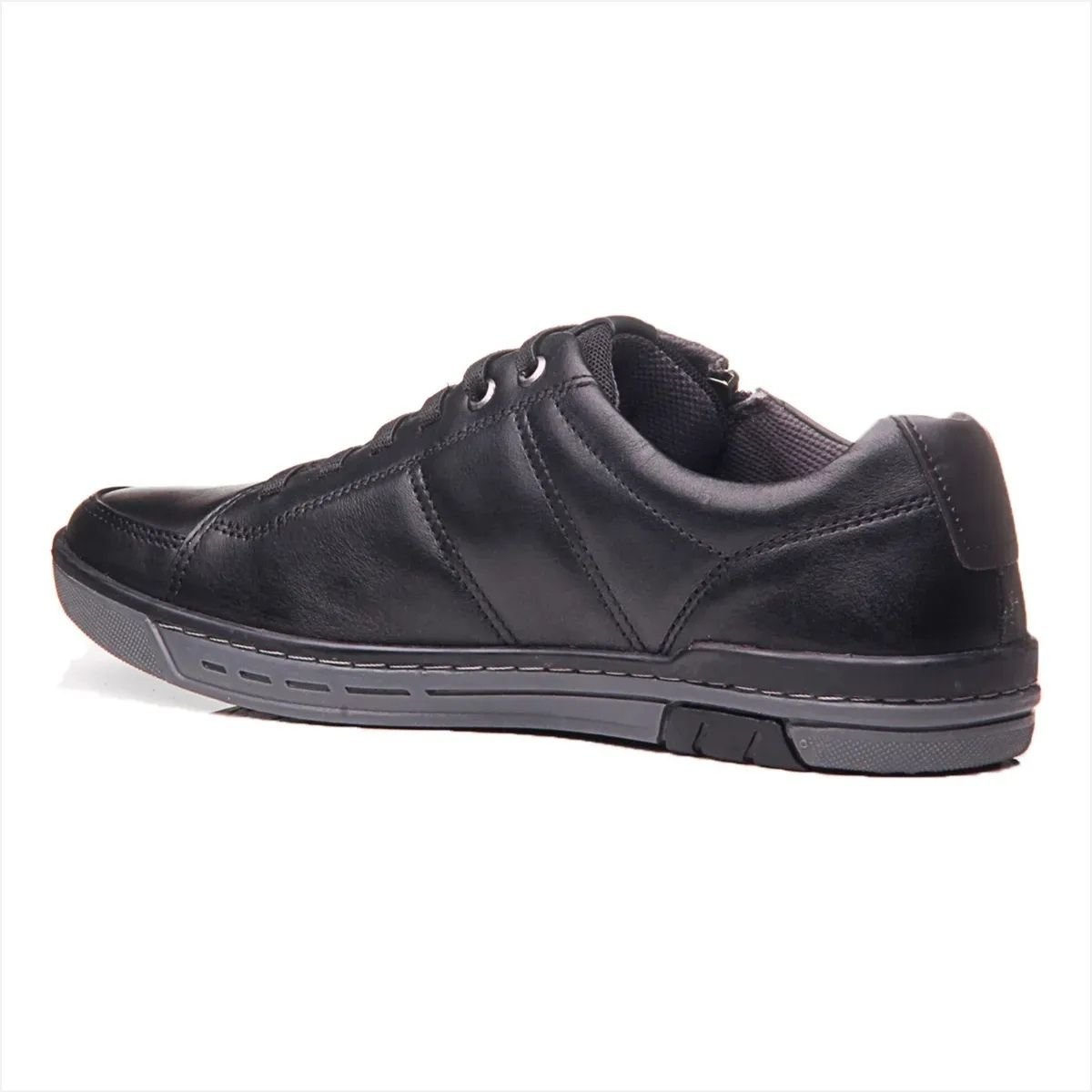 Sapatenis Pegada Couro Preto Carbono Conforto e Estilo Preto 5