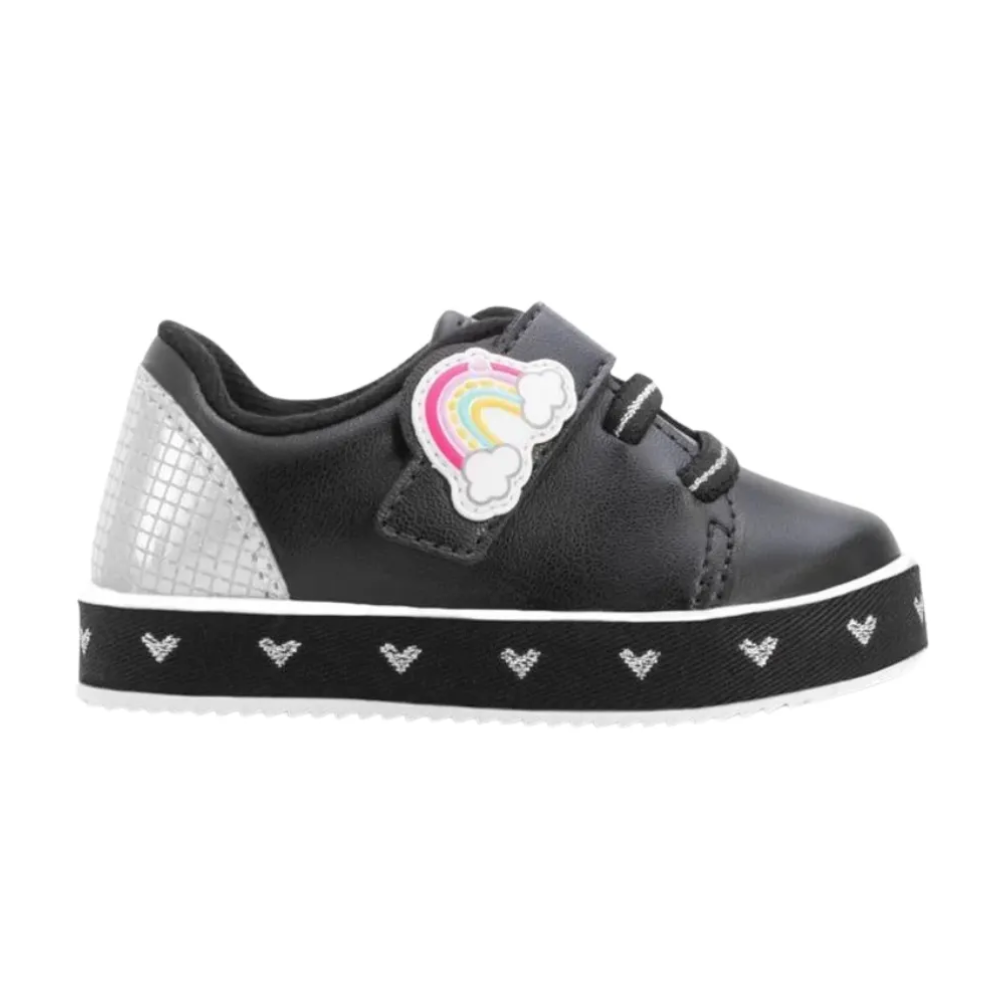 Tenis Molekinha Kids Meninas Arco-Iris Coracao Preto 2131625 Preto 3