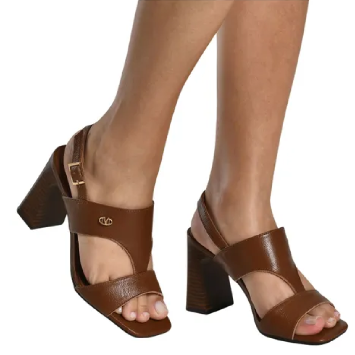 Via Marte Sandalia Caramelo Couro Elegancia Marrom 4