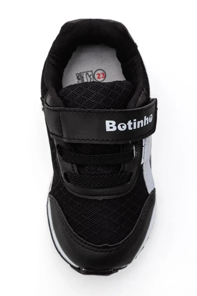Tenis Botinho Meninos Preto Branco Velcro Antiderrapante Preto/Branco 2