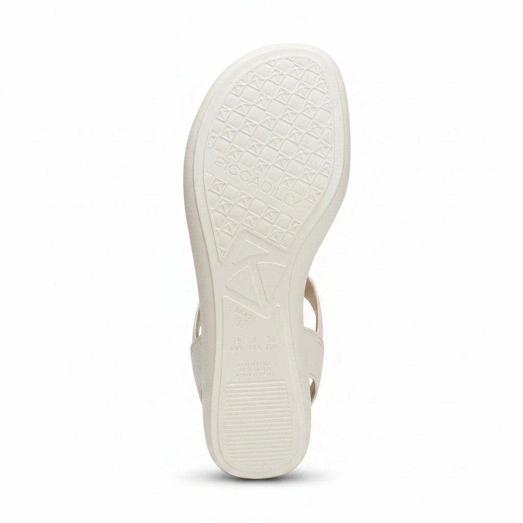 Sandalia Piccadilly Off White Confortavel Macia Uso Diario Bege 6