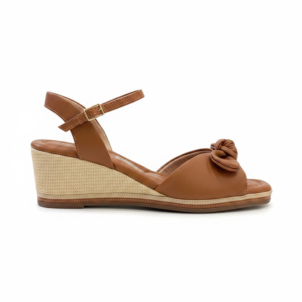 Piccadilly Sandalia Anabela Feminino Estilo Moderno Mascavo Marrom 3