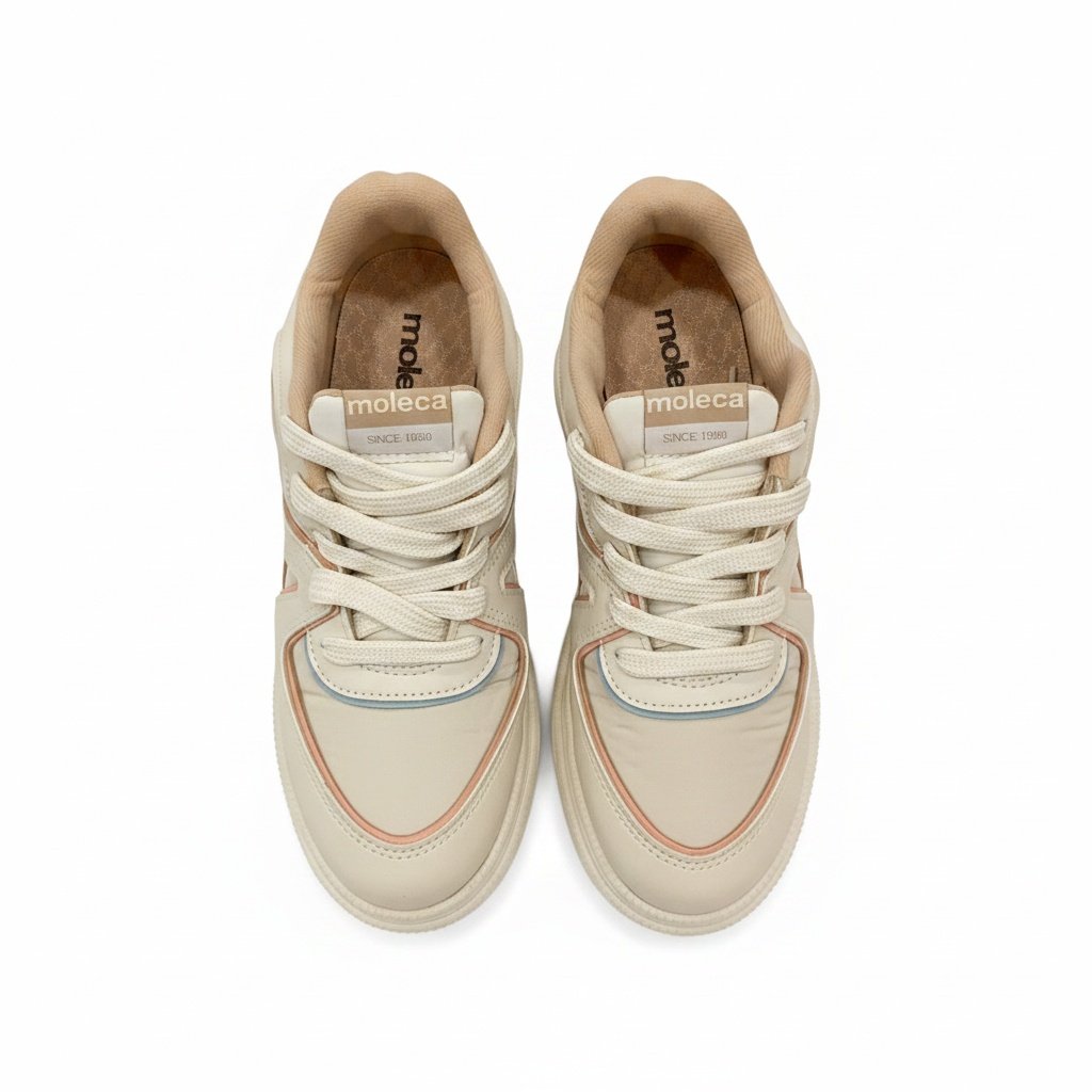 Tenis Moleca Urbano Branco Off Rosa Azul Estiloso Bege 3