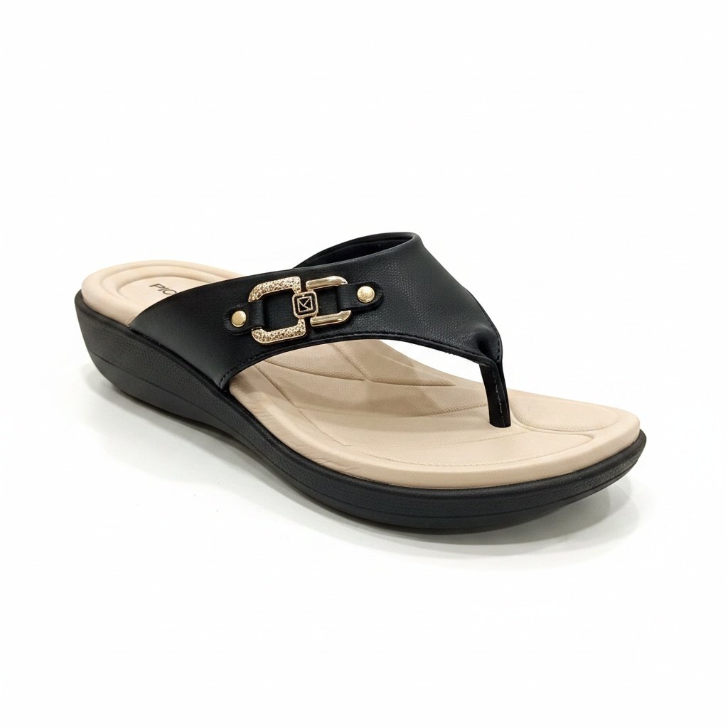 Piccadilly Tamanco Preto Feminino Solado Alto Antiderrapante