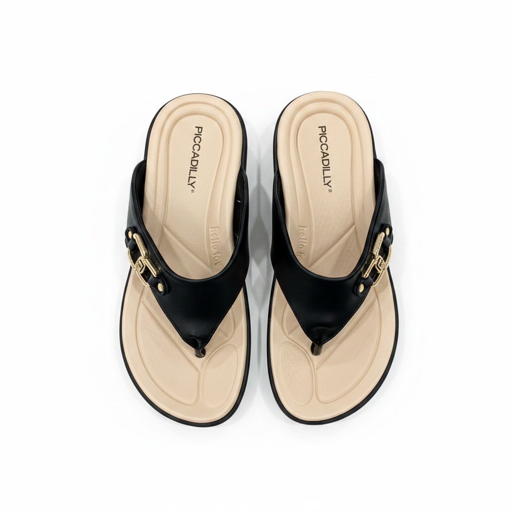 Piccadilly Tamanco Preto Feminino Solado Alto Antiderrapante Preto 4
