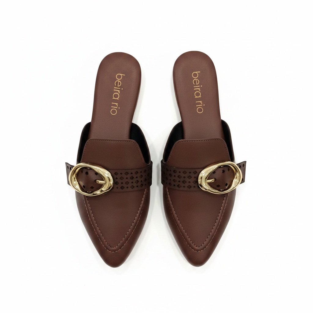 Mule Beira Rio Feminino Versatil Design Sofisticado Marrom 5