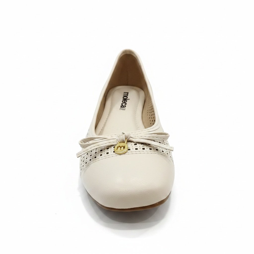 Moleca Sapatilha Bico Quadrado Laco Branco Off Charme Diario Branco 2