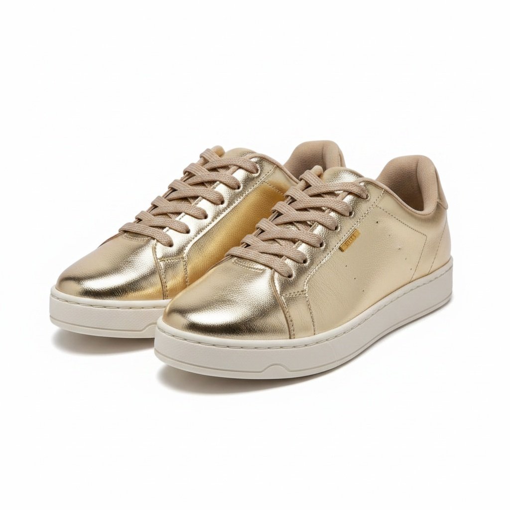 Tenis Moleca Dourado Feminino Brilho Urbano Dourado 2