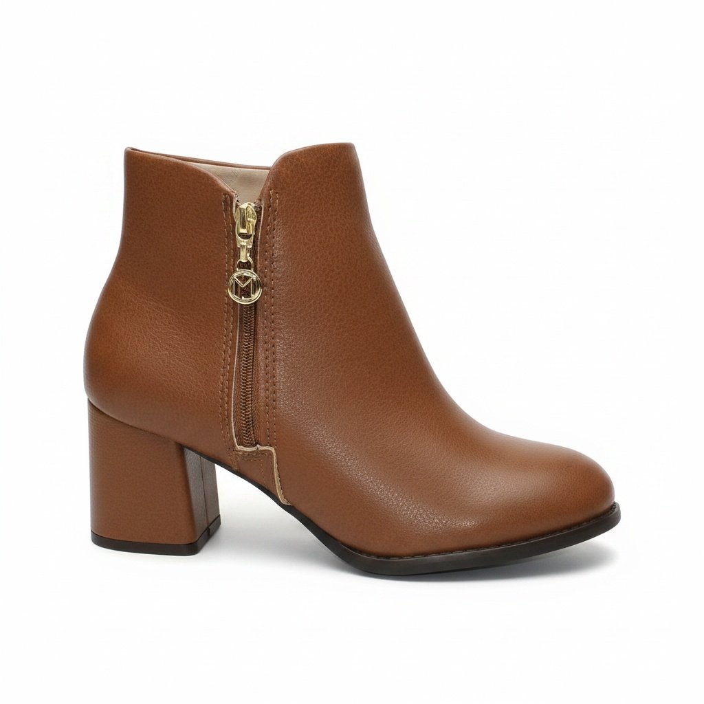 Bota Cano Curto Modare Caramelo Feminino Ziper lateral Marrom 3