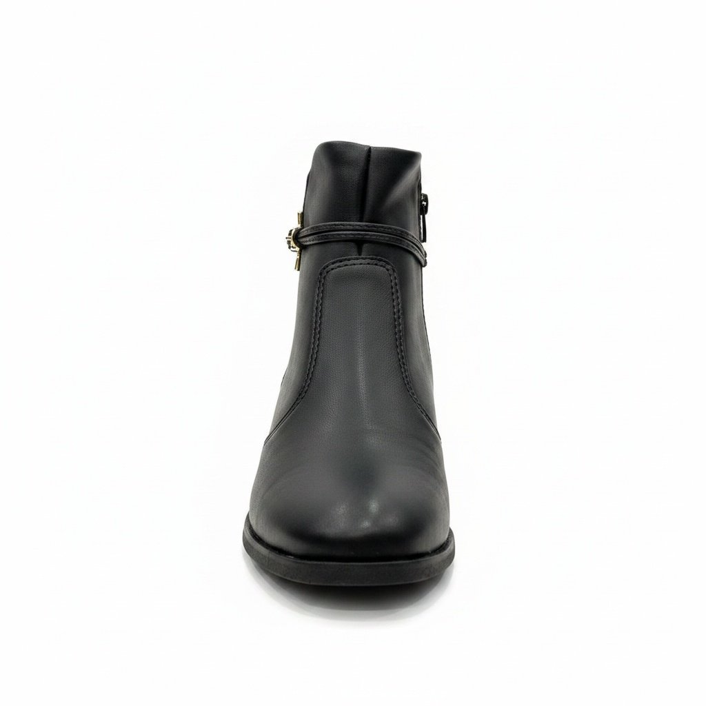 Bota Beira Rio Cano Curto Preta Detalhe Dourado Feminino Preto 3
