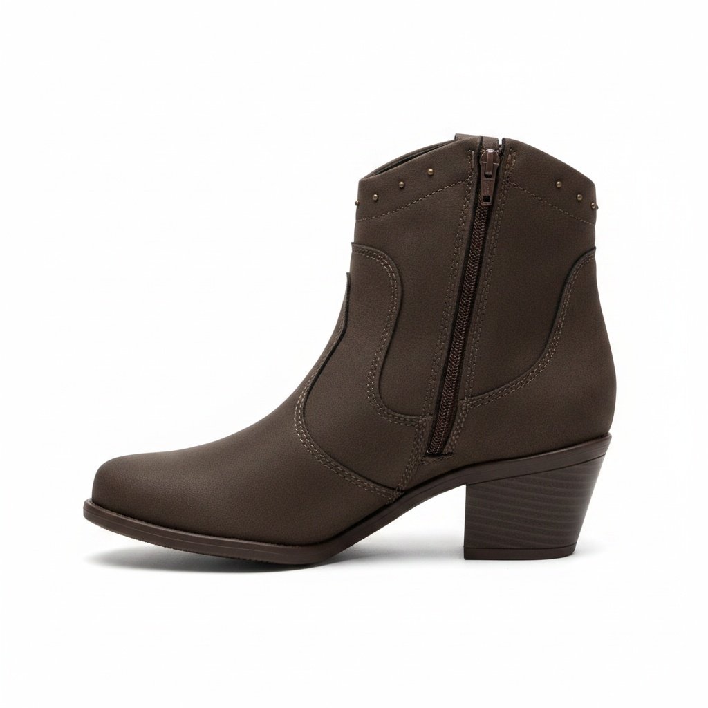 Modare Bota Cano Curto Chocolate Estilo Casual Feminino Marrom 4