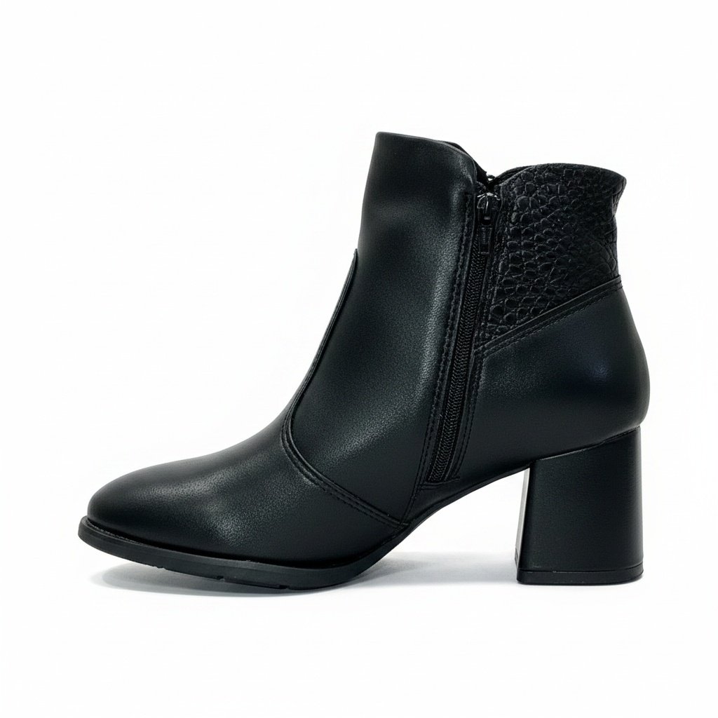 Bota Modare Preto Cano Curto Feminino Ziper Lateral Preto 5