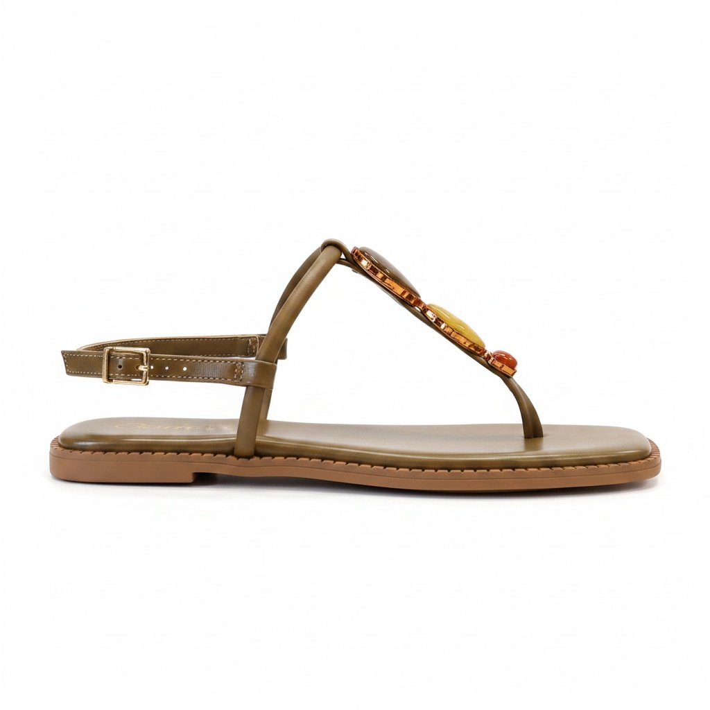 Beira Rio Rasteira Olive Feminino Design Sofisticado Verde 2