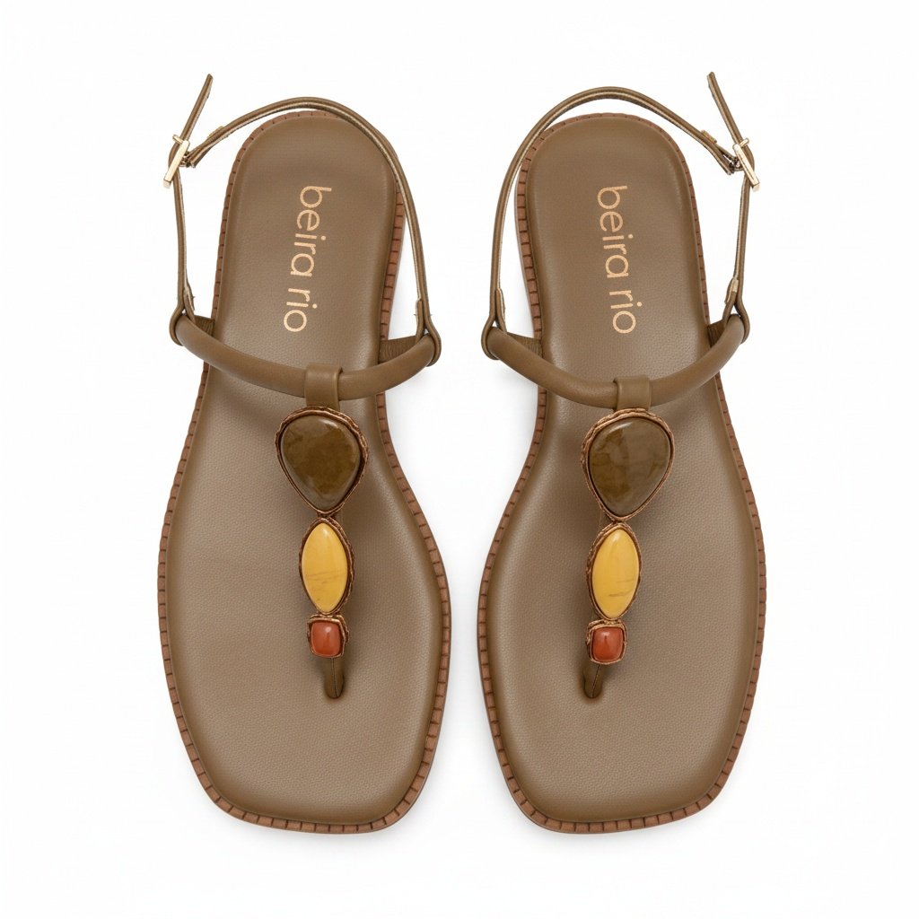 Beira Rio Rasteira Olive Feminino Design Sofisticado Verde 3