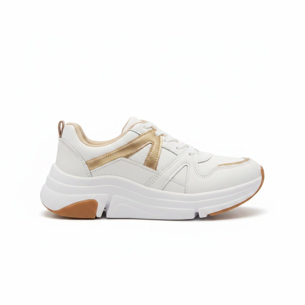 Tenis Modare Conforto Premium Branco Dourado Branco 4