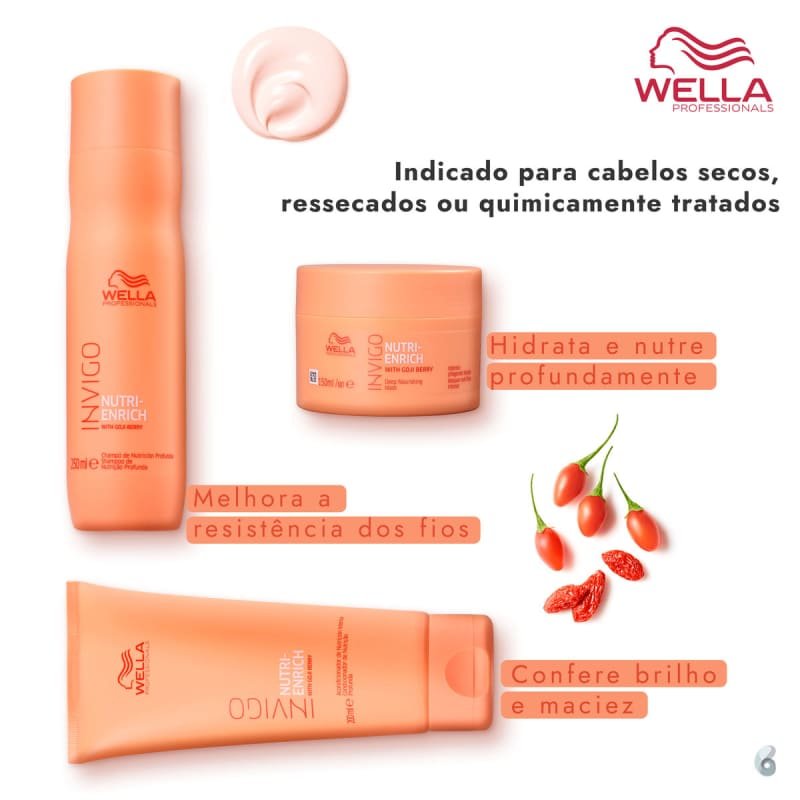 Kit Wella Professionals Nutri-Enrich - Shampoo 250ml , Condicionador 200ml e Mascara 150ml ÚNICO 5