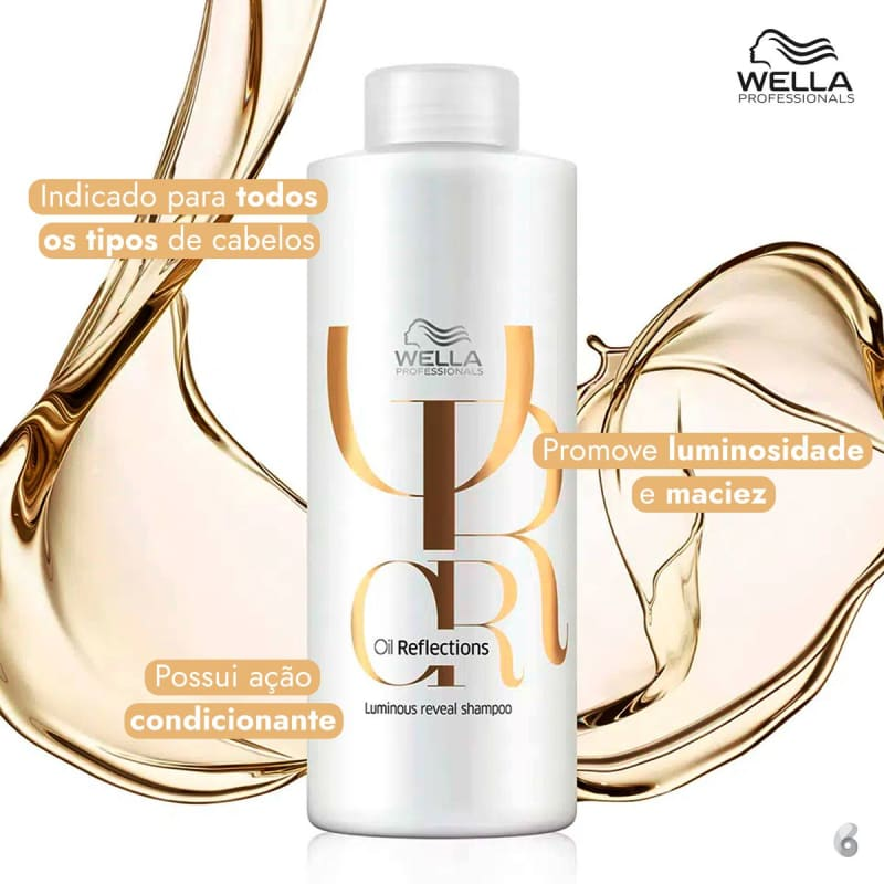Kit Wella Professionals Oil Reflections - Shampoo 1L + Mascara 500ml ÚNICO 5