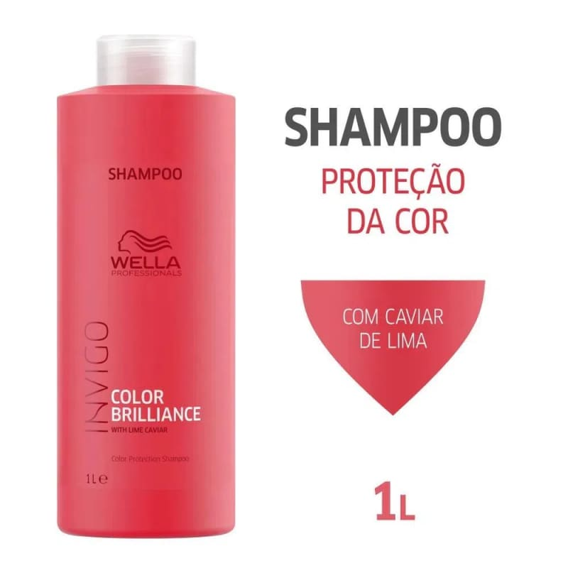 Kit Wella Professionals Invigo Color Brilliance - Shampoo 1L + Mascara 500ml ÚNICO 4