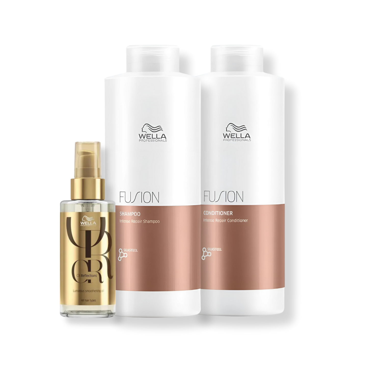 Kit Wella Professionals - Shampoo 1L e Condicionador 1L Fusion + Oleo 100ml Oil Reflections
