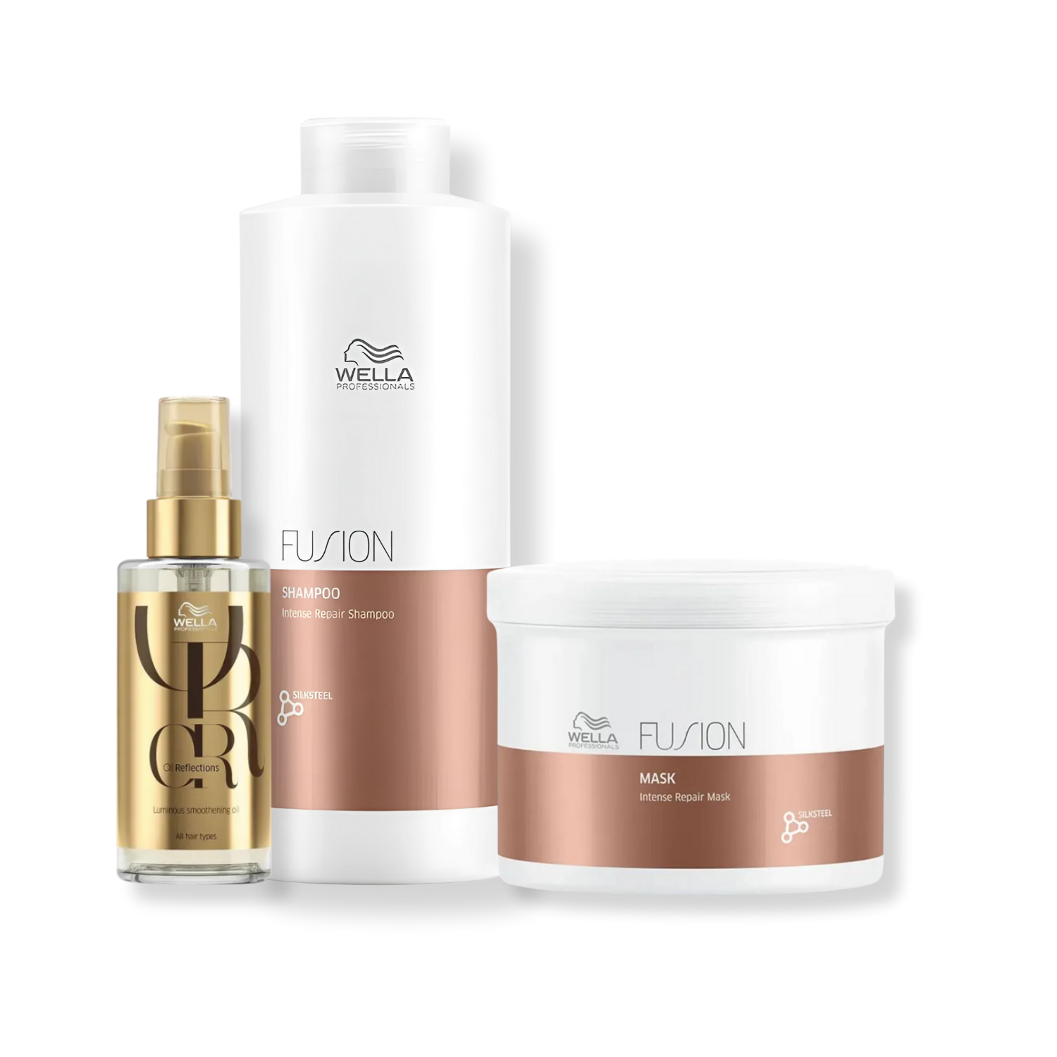 Kit Wella Professionals Fusion - Shampoo 1L, Mascara 500ml e Oleo 100ml