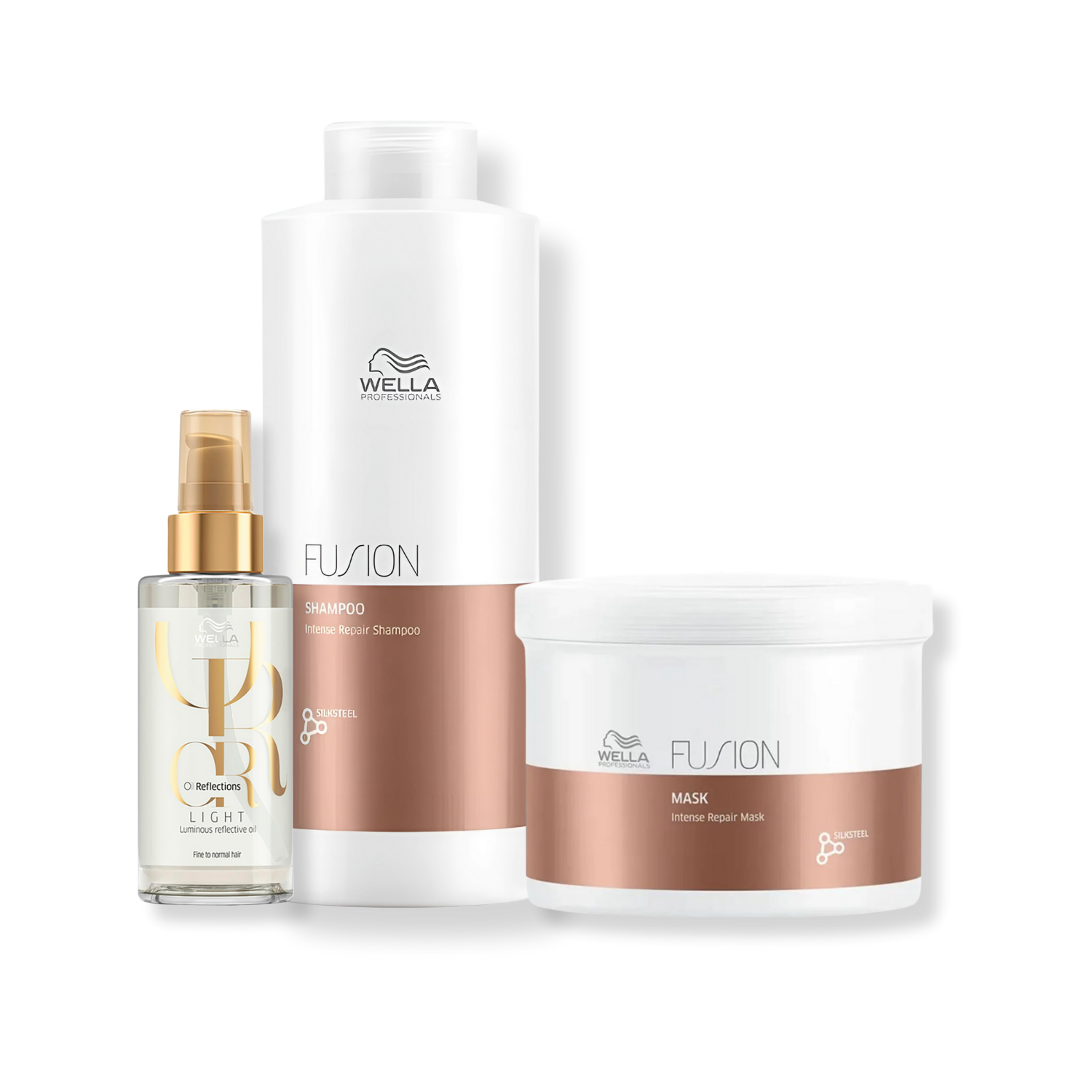 Kit Wella Professionals Fusion - Shampoo 1L, Mascara 500ml e Oleo Light 100ml