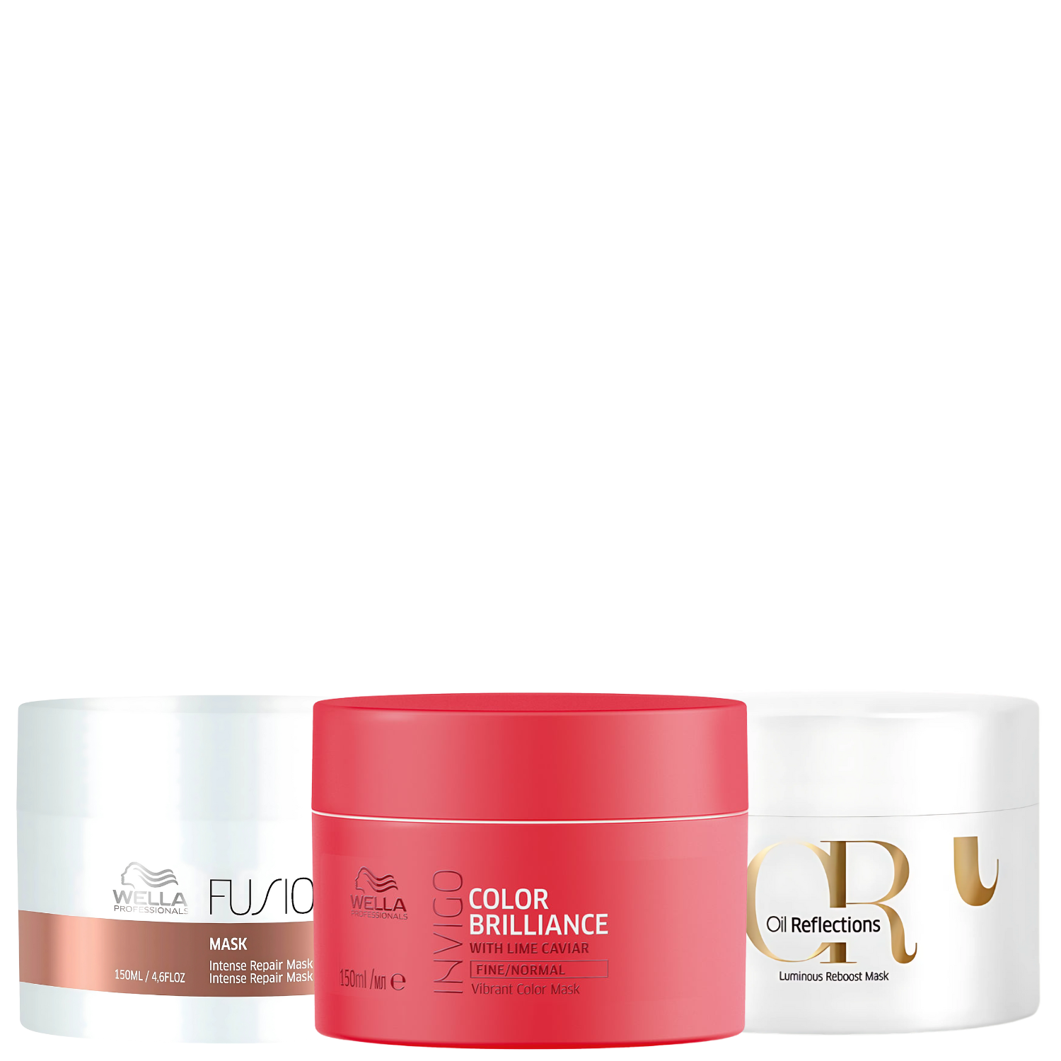 Kit Wella Professionals Cronograma - Mascara Brilliance 150ml , Mascara Fusion 150ml e Mascara Oil Reflections 150ml