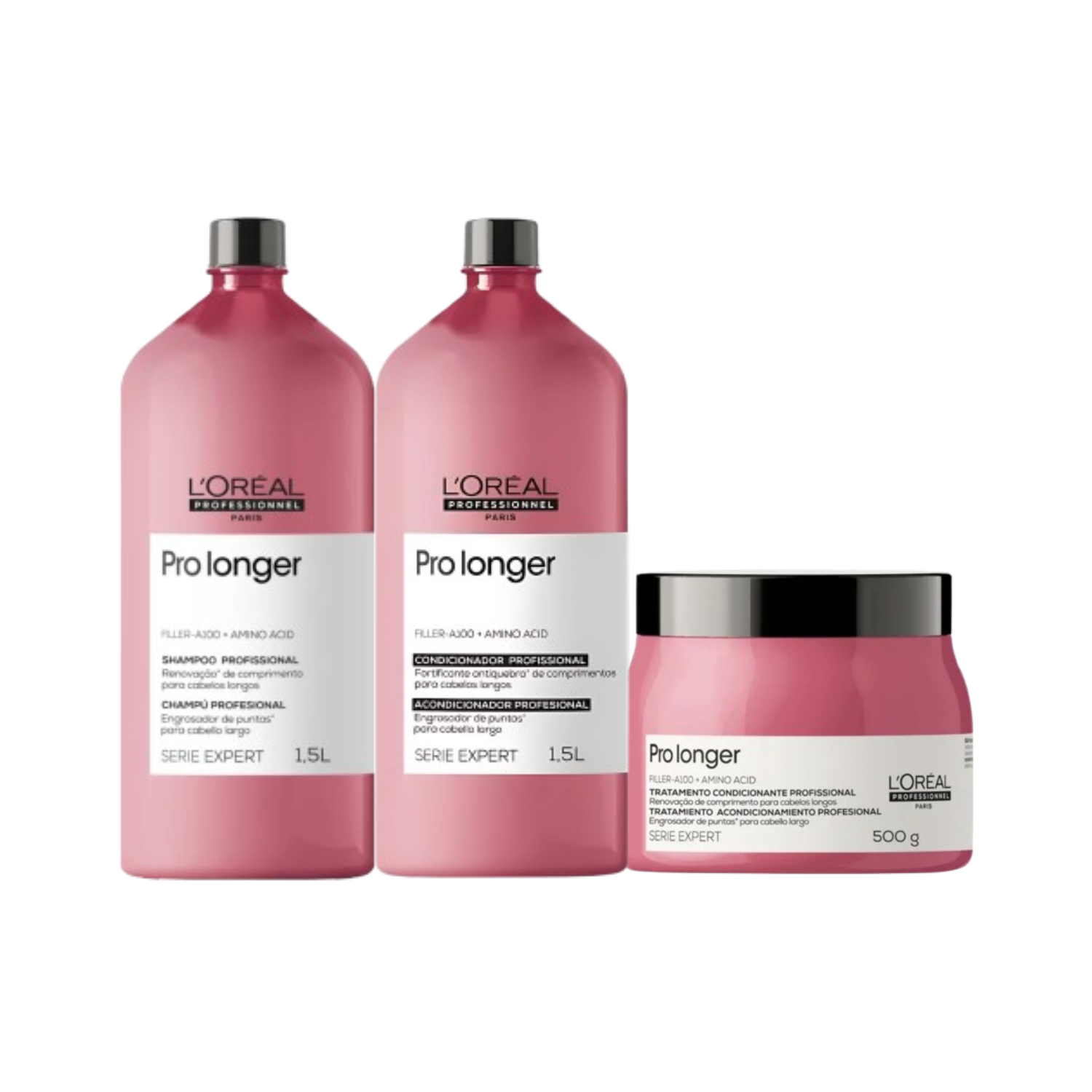 Kit LOreal Professionnel Pro Longer - Shampoo 1,5L , Condicionador 1,5L e Mascara 500ml