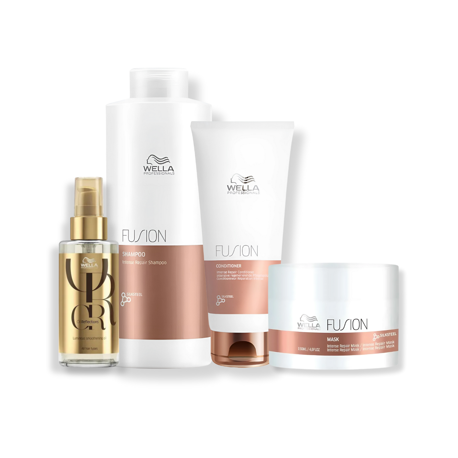 Kit Wella Professionals Fusion - Shampoo 1L, Condicionador 200ml, Mascara 150ml e Oleo 100ml