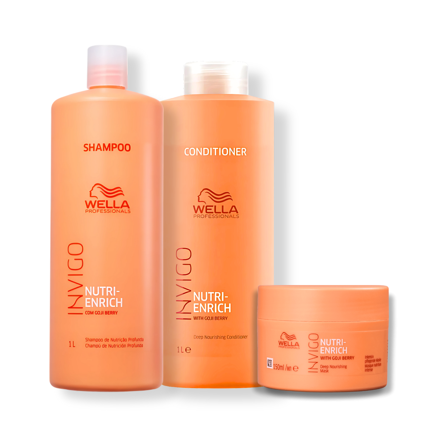 Kit Wella Nutri-Enrich - Shampoo 1L + Condicionador 1L + Mascara 150ml