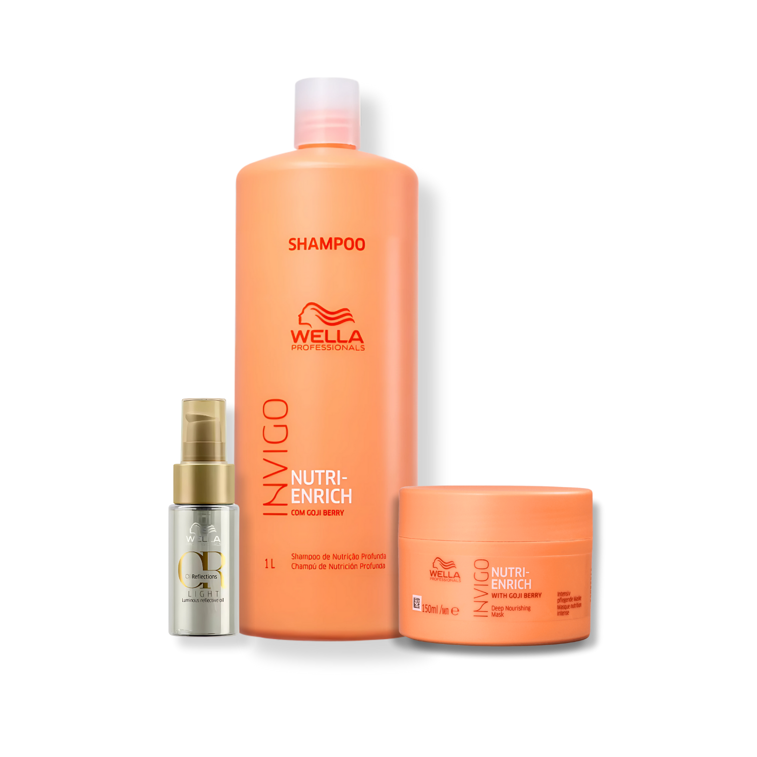 Kit Wella Professionals Nutri-Enrich - Shampoo 1L, Mascara 150ml e Oleo Light 30ml