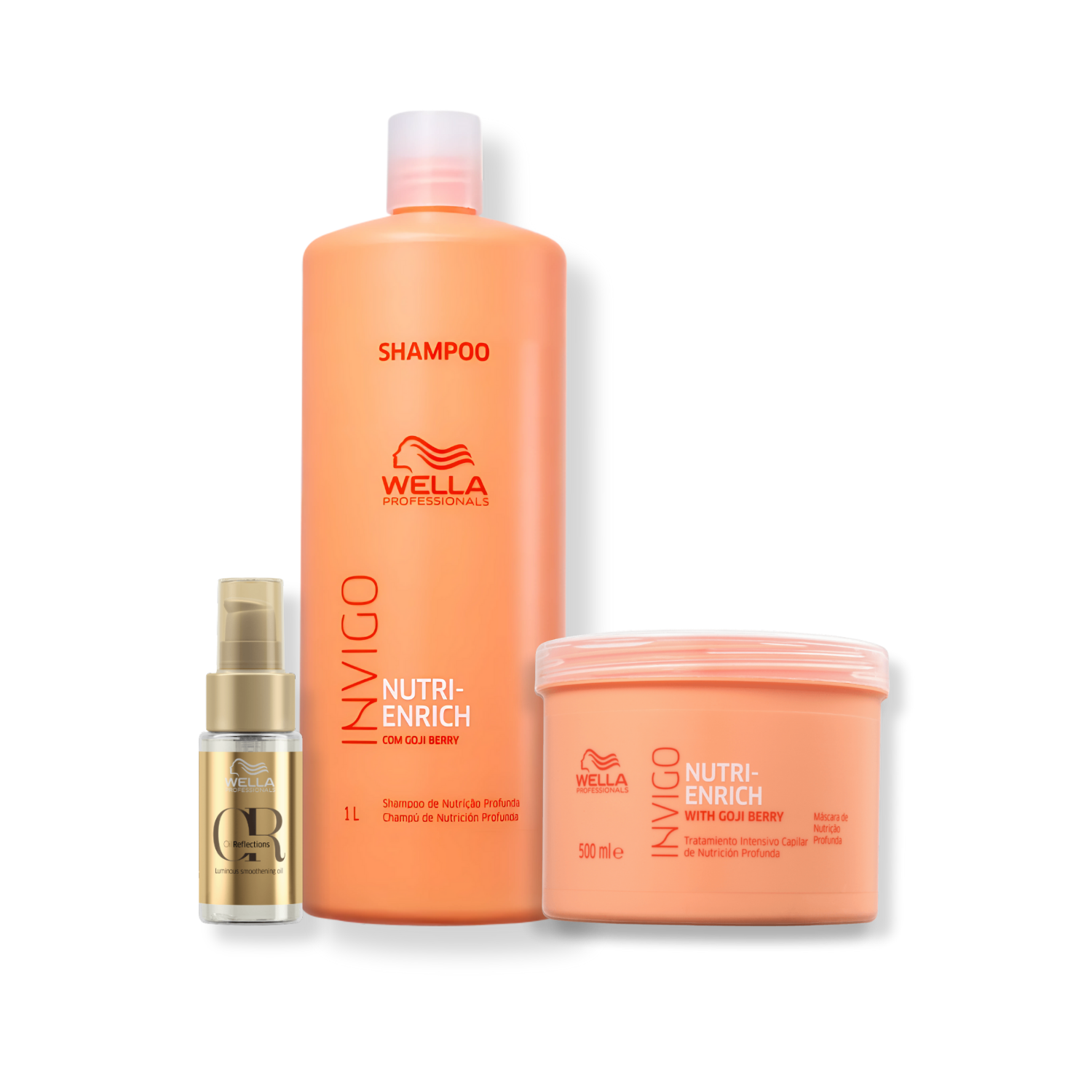 Kit Wella Professionals Nutri-Enrich - Shampoo 1L, Mascara 500ml e Oleo 30ml 