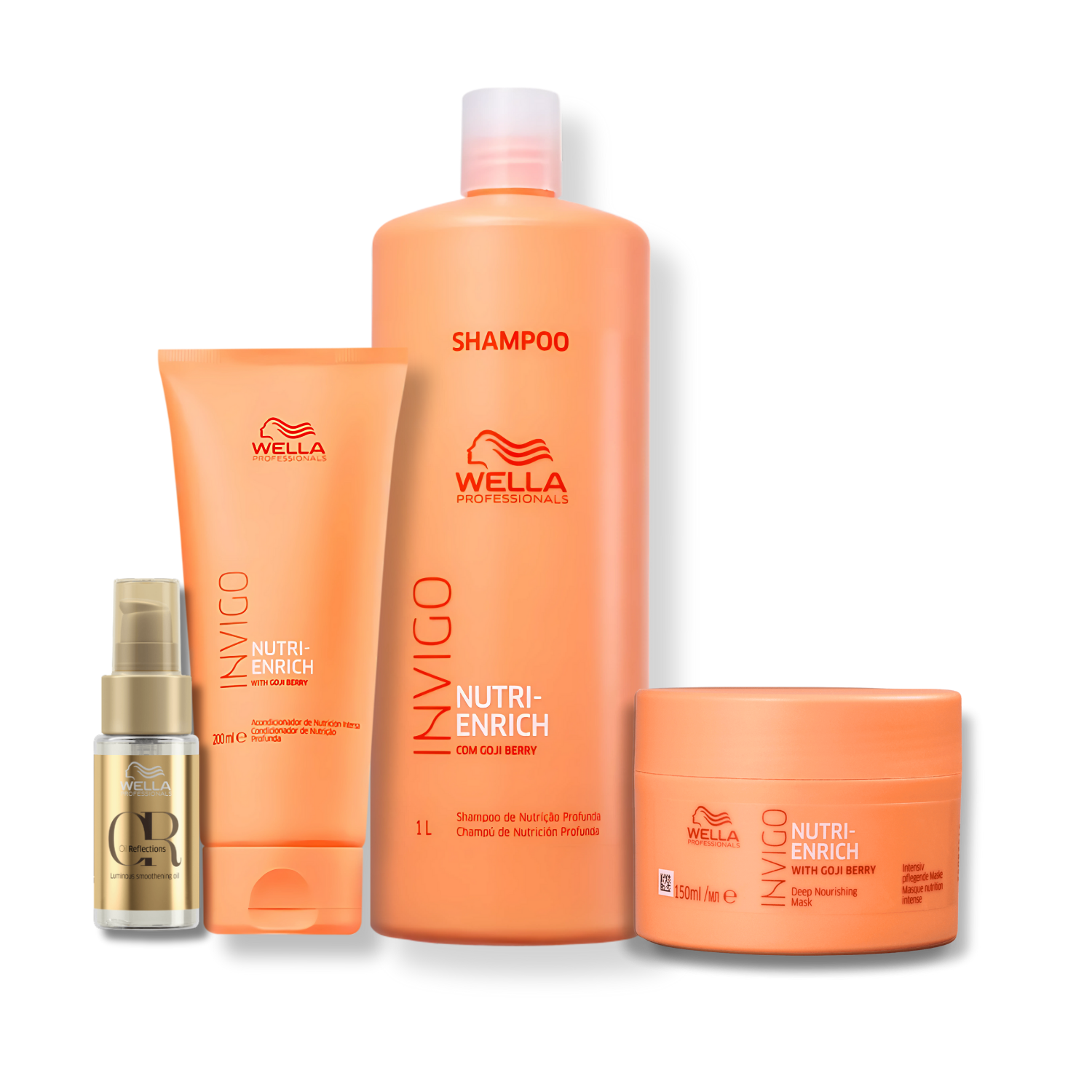 Kit Wella Professionals Nutri-Enrich - Shampoo 1L, Condicionador 200ml, Mascara 150ml e Oelo 30ml ÚNICO 1