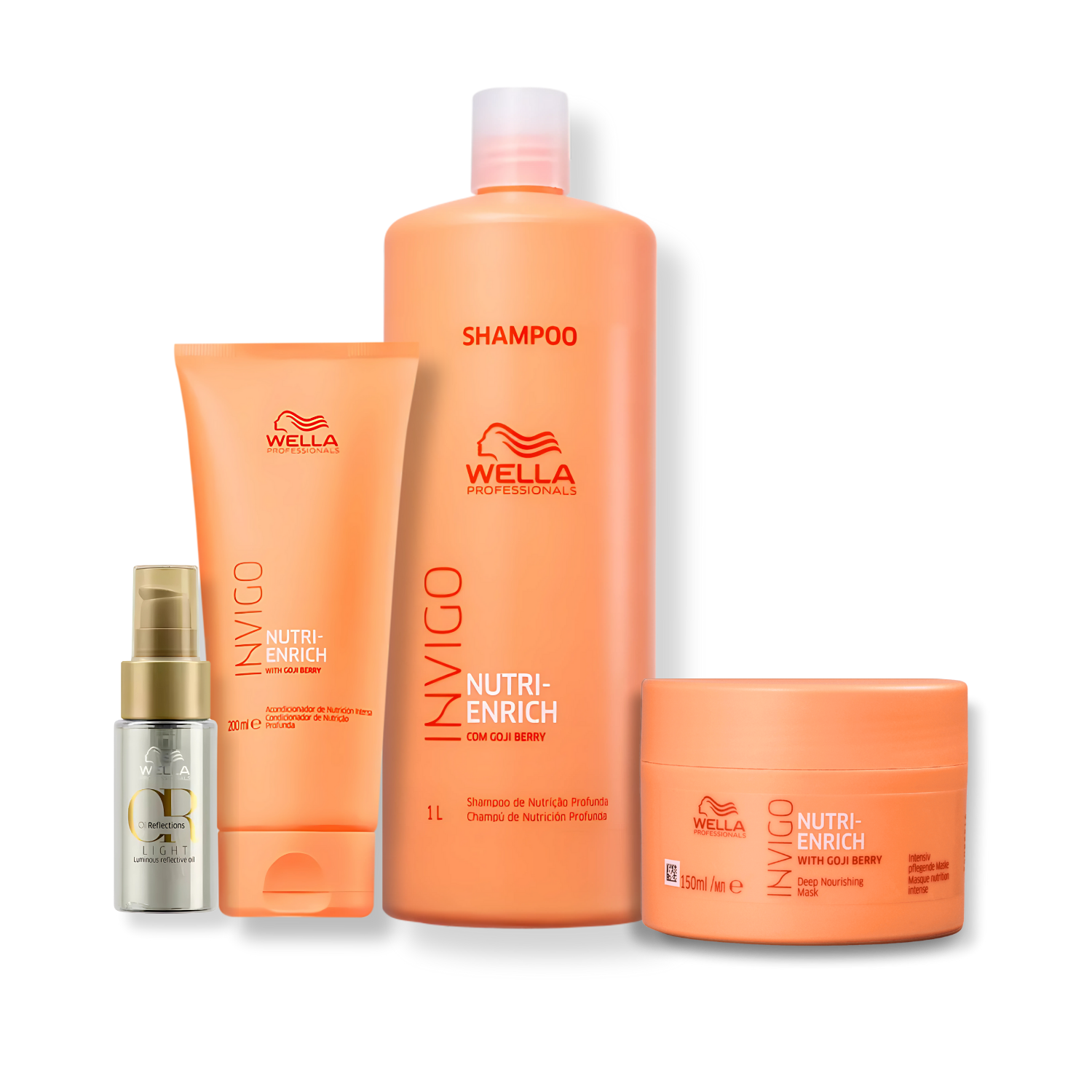 Kit Wella Professionals Nutri-Enrich - Shampoo 1L, Condicionador 200ml, Mascara 150ml e Oleo Light 30ml