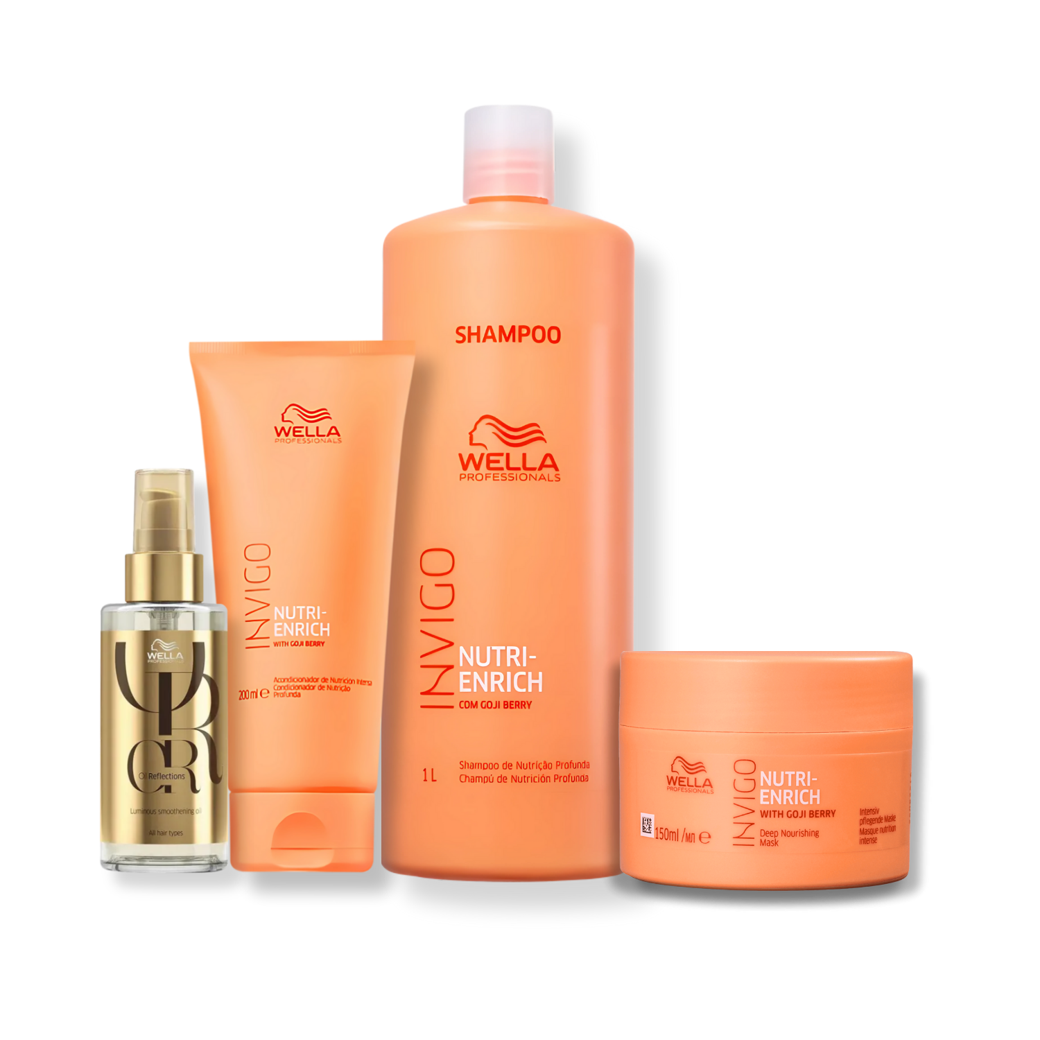 Kit Wella Professionals Nutri-Enrich - Shampoo 1L, Condicionador 200ml, Mascara 150ml, Oleo 100ml