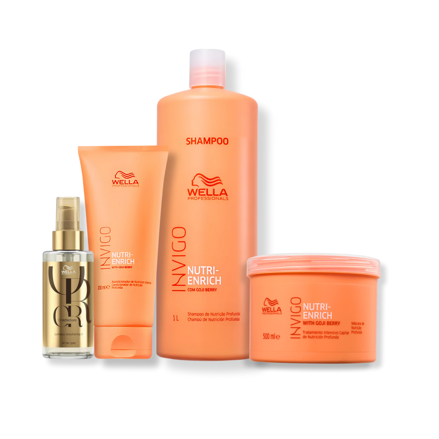 Kit Wella Professionals Nutri-Enrich - Shampoo 1L, Condicionador 200ml, Mascara 500ml e Oleo 100ml