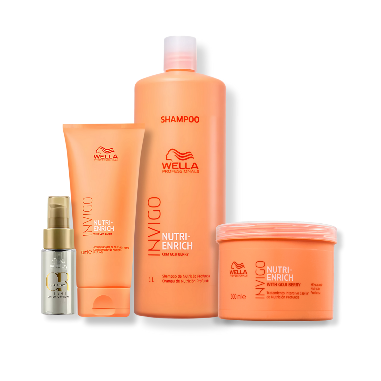Kit Wella Professionals Nutri-Enrich - Shampoo 1L, Condicionador 200ml, Mascara 500ml e Oleo Light 30ml
