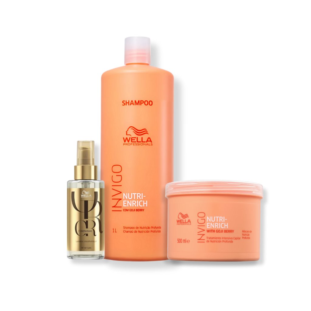 Kit Wella Invigo Nutri-Enrich Shampoo 1L + Mascara 500ml + Oil 100ml