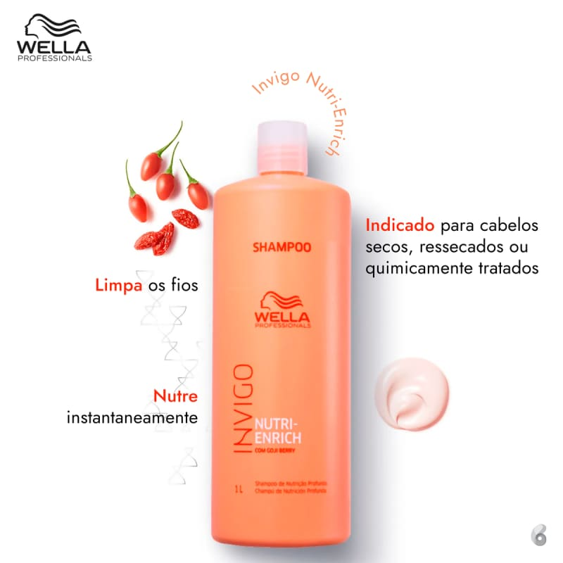 Kit Wella Professionals Shampoo 1L , Condicionador 1L  Nutri-Enrich + Oleo Light 100ml Oil Reflections ÚNICO 3