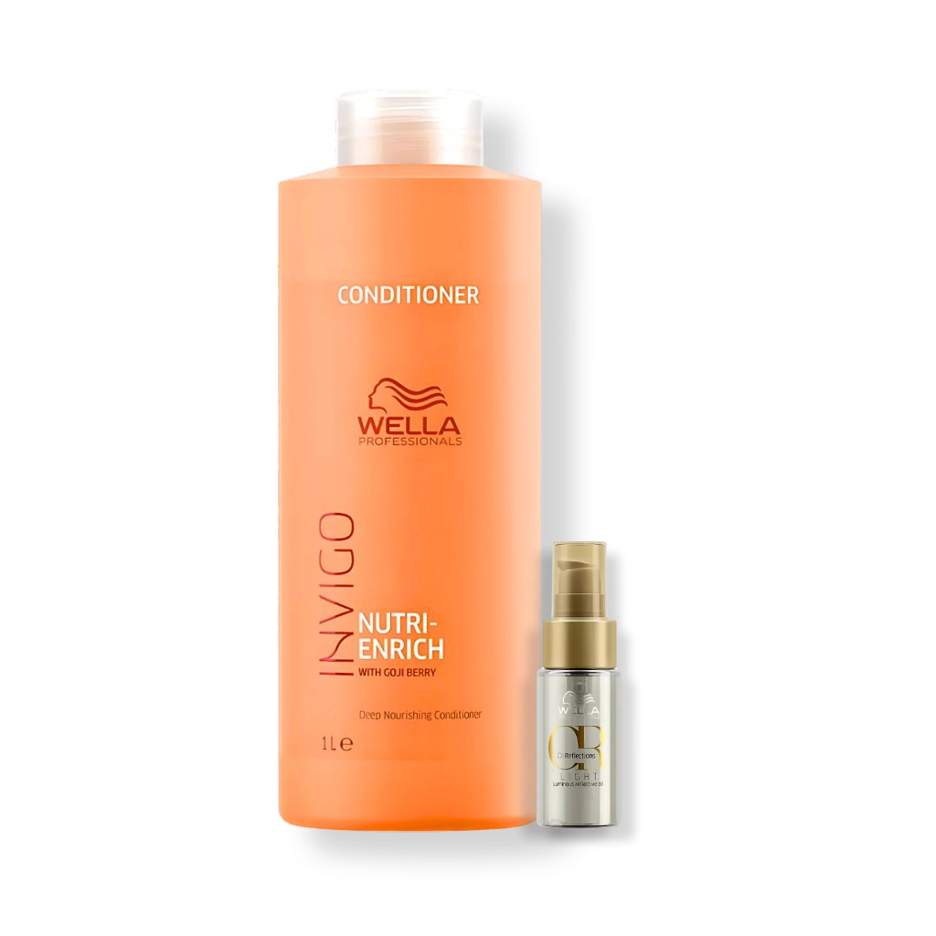 Kit Wella Invigo Nutri-Enrich Condicionador 1L + Oil Reflections Light 30ml