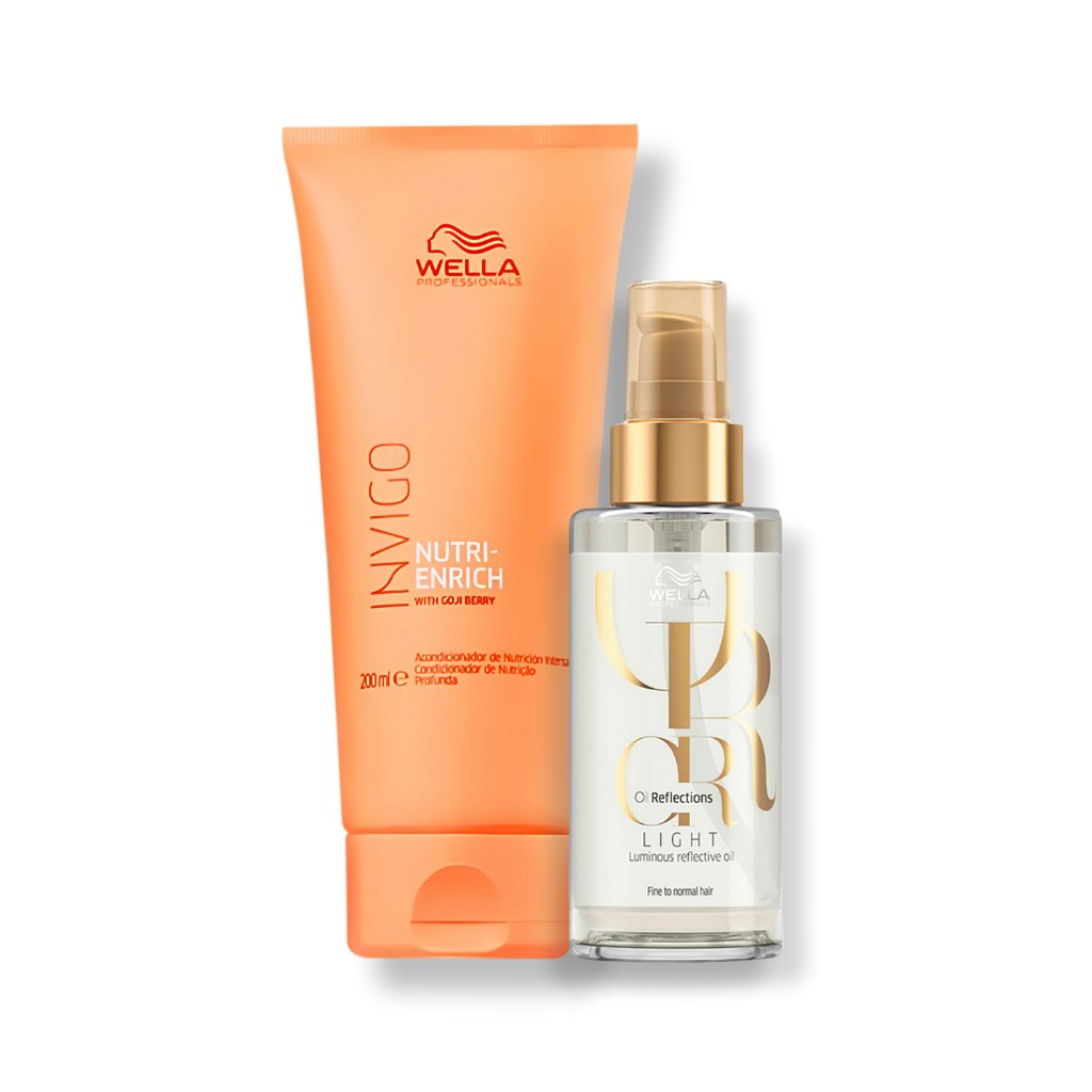 Kit Wella Invigo Nutri-Enrich Condicionador 200ml + Oil Reflections Light 100ml ÚNICO 1