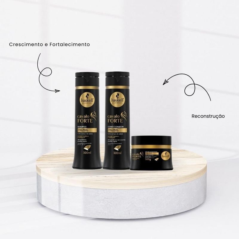 Haskell Kit Cavalo Forte - Shampoo  300ml + Condicionador  300ml + Mascara 300g ÚNICO 2