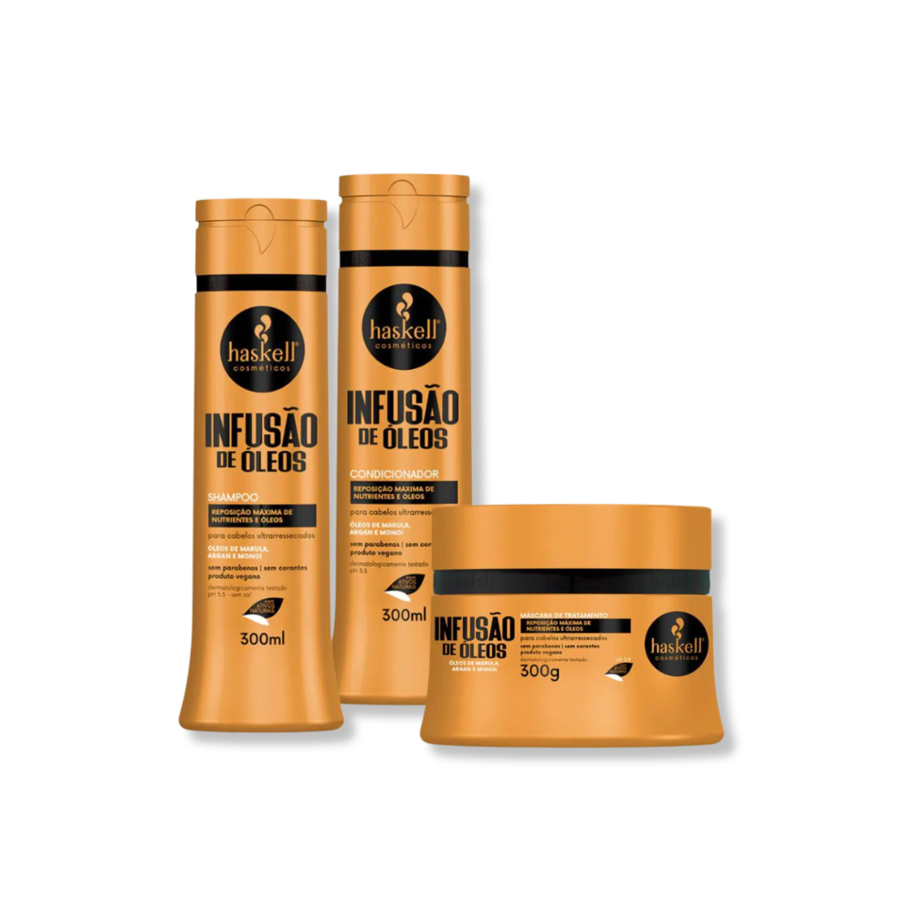 Haskell  Kit Infusao de Oleos -  Shampoo 30ml +  Condicionador 300ml + Mascara 300g