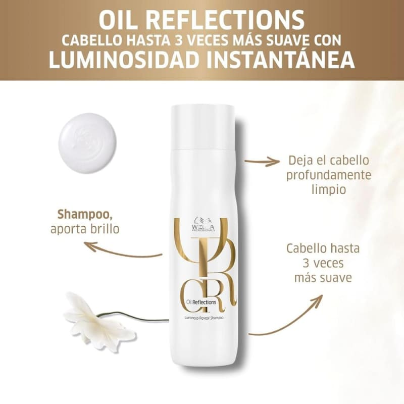 Kit com 2 Produtos Wella-Oil Reflections Shampoo e Oleo para Cabelos Secos ÚNICO 3