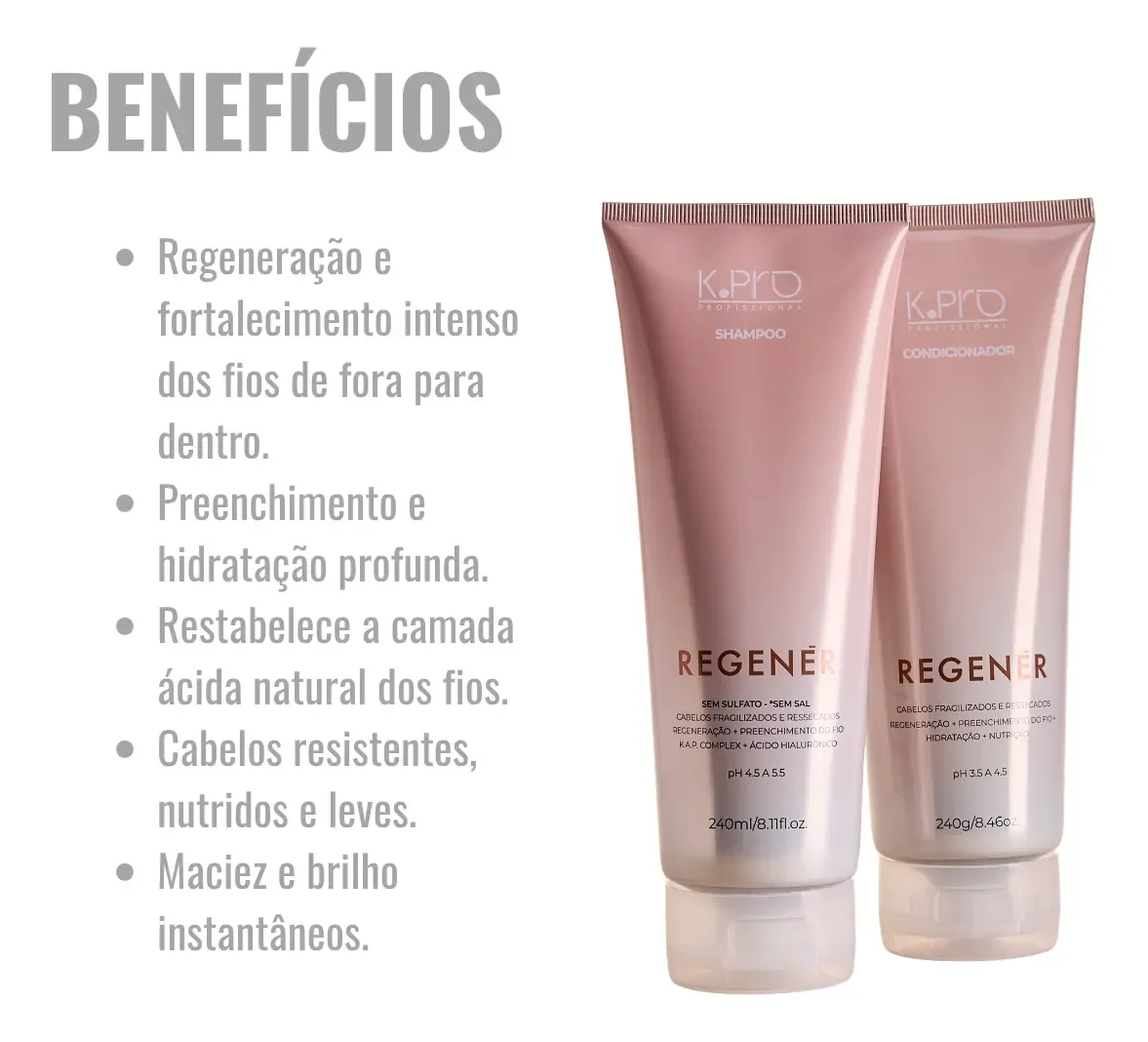 K.Pro Kit Regener - Shampoo 240ml + Condicionador 240g ÚNICO 3