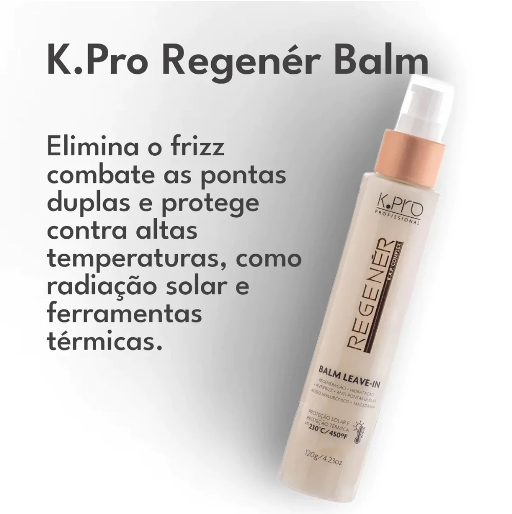 K.Pro Kit Regener - Shampoo 240ml + Condicionador 240g + Balm Leave-In 120ml ÚNICO 3