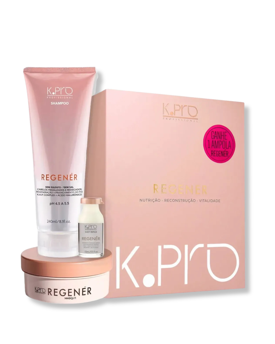 K.Pro Kit Box Regener - Shampoo 240ml + Mascara 165g + Brinde Ampola 10ml ÚNICO 1